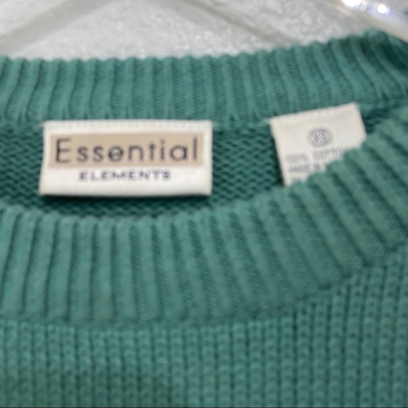 Essential Elements aqua blue all cotton sweater - Picture 4 of 4